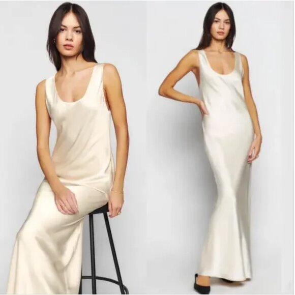 Reformation Dresses & Skirts - Reformation Brendan Satin Sleeveless Maxi Dress Ivory